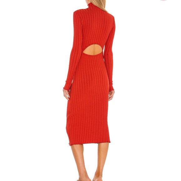 Mock neck midi dress in spice red - Picture 2 of 2